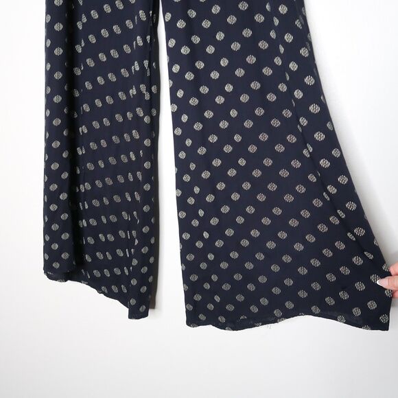 Cartonnier Anthropologie Womens Pants Size 14 Blue Cream Circles Wide Leg Sheer - Picture 6 of 13
